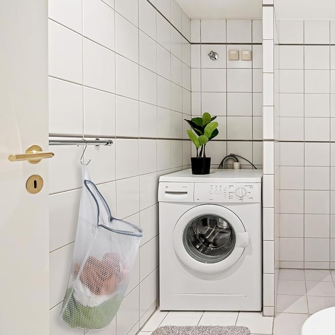 2Pcs Mesh Hanging Laundry Bags for Washing Machine, 15 X 12 inch Wash Bag for - Image 4