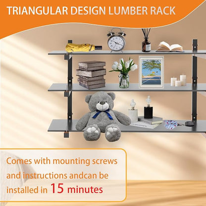 Lumber Rack Wall Mount, Heavy Duty Wood Storage Racks, 9-Level System Garage - Image 5
