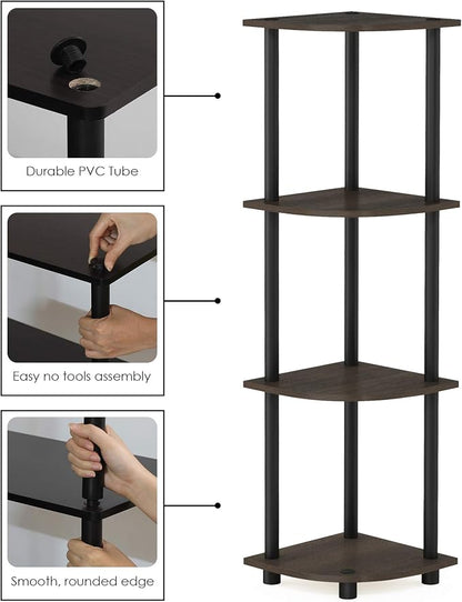 Furinno TURN-N-TUBE Corner Shelf, 4-Tier Corner Bookshelf, Display Storage - Image 6
