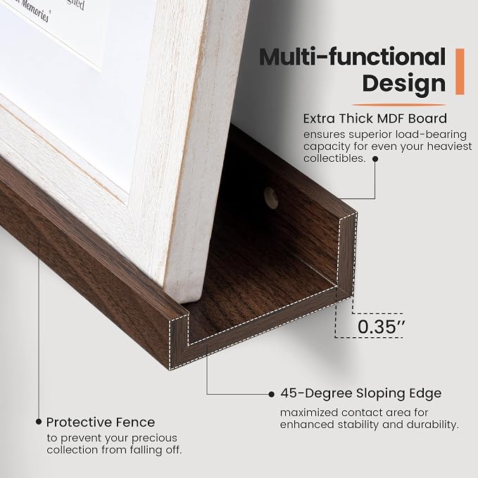 Fun Memories Picture Ledge Shelf, 24 Inch Long Floating Shelves Set of 6 - Image 4