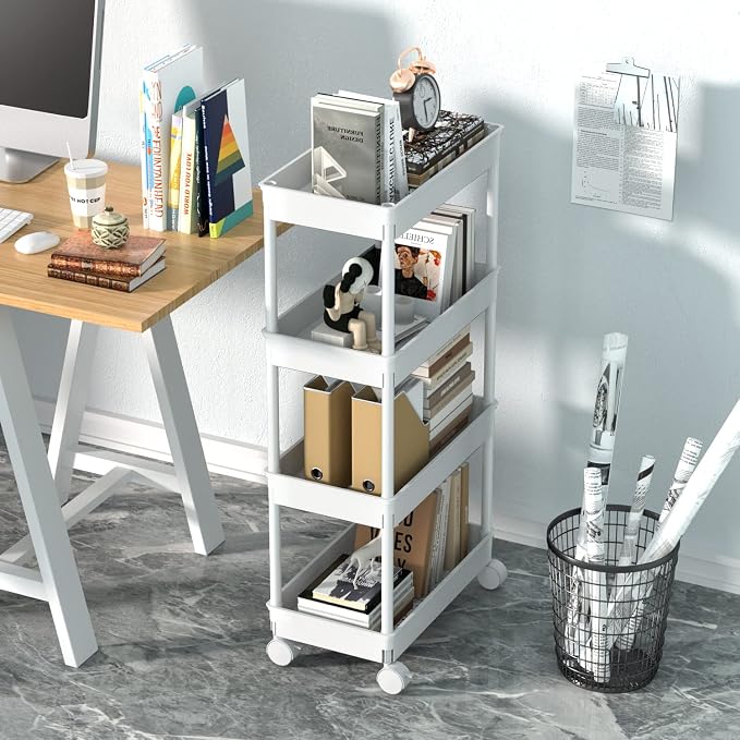 Sooyee 4 Tier Wide Storage Cart Mobile Shelving Unit Organizer Slide Out - Image 3