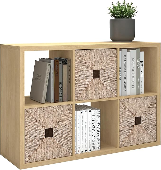 CTESNE【2026 Wooden Thick Frame 6 Cube Storage Organizer Shelf by CTESNE