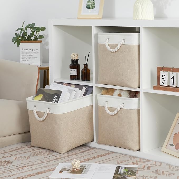 Bidtakay Large Storage Baskets for Organizing Fabric Closet Organizers Storage - Image 3