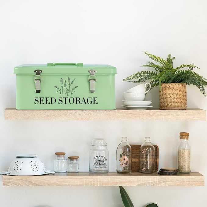 60 Slots Seed Storage Box with 4 Dividers, Metal Seed Storage Organizer Saving - Image 8