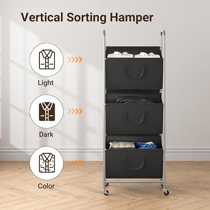 ELYKEN 120L Vertical Rolling Laundry Hamper - Image 6