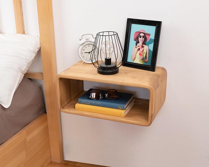 Floating Nightstand Wooden, Bedside Table, Nightstand Shelf, Wall Mounted - Image 2