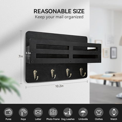 Key Holder Wall Mount, 10 inch Decorative Key and Mail Holder - Image 2