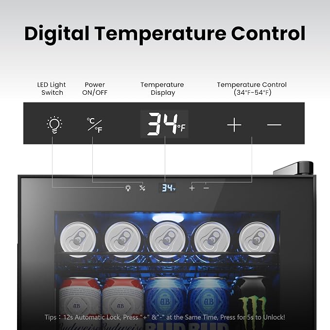 Yeego Beverage Refrigerator Cooler, 85 Cans Drink Mini Fridge - Image 2