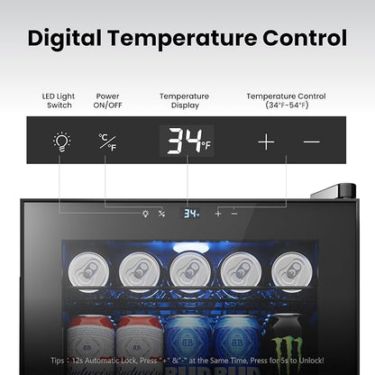 Yeego Beverage Refrigerator Cooler, 85 Cans Drink Mini Fridge - Image 2