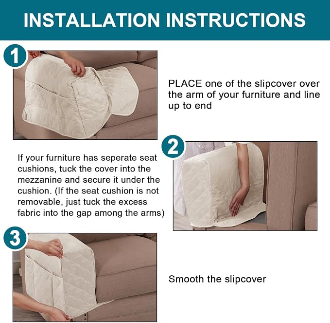 Turquoize 2 Pack Waterproof Armrest Covers - Image 7