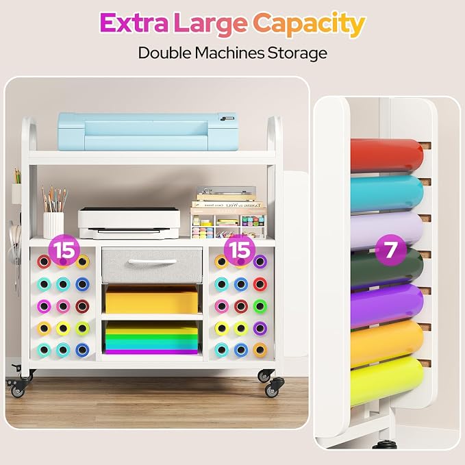 Craft Organization and Storage Cart, Large Rolling Craft Organizer Workstation - Image 4