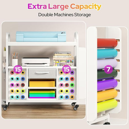 Craft Organization and Storage Cart, Large Rolling Craft Organizer Workstation - Image 4