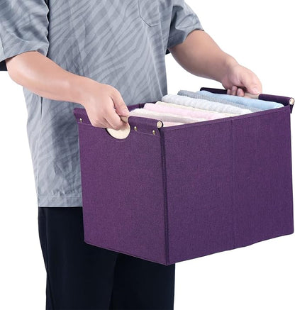 HOONEX Large Collapsible Storage Bins, Linen Fabric, Storage Baskets - Image 6