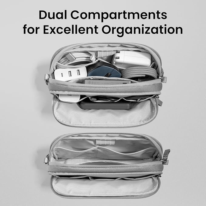 tomtoc Electronic Organizer Travel Case, Water Resistant Dual Compartment Tech - Image 2