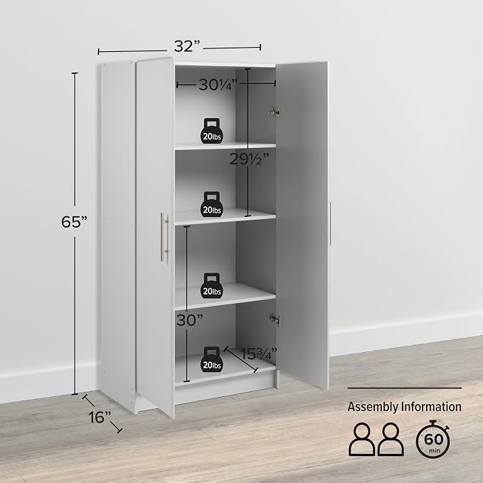 Prepac Elite Tall Garage Storage Cabinet & Pantry Storage Cupboard, 2-Door - Image 3