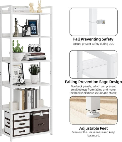 NUMENN Bookshelf, 6 Tier Freestanding Shelving Unit, Falling Prevention Baffle - Image 6