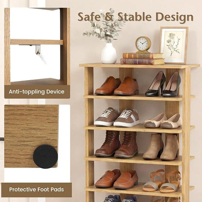 Tangkula 8-Tier Vertical Shoe Rack, Space-Saving Corner Shoe Organizer - Image 4