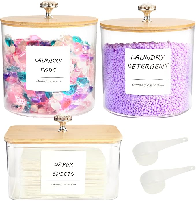 3 Pack Laundry Room Organization Storage Containers, Plastic Clear Laundry Pods - Image 7