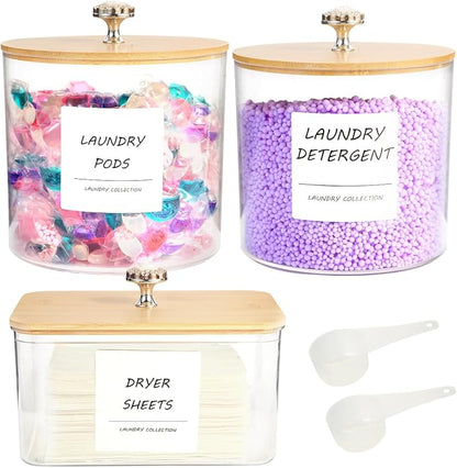 3 Pack Laundry Room Organization Storage Containers, Plastic Clear Laundry Pods - Image 7