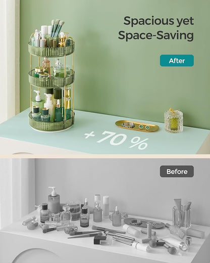 SONGMICS Makeup Organizer, 3-Tier Round Rotating Skincare Organizer Countertop - Image 7