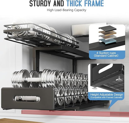 Under Sink Organizer Upgrade To Professional Rails, 2-Tier Dual Pull Out - Image 4