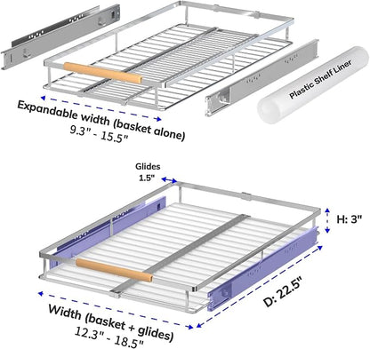 Pull Out Drawer Cabinet Organizer, Expandable Slide Out Storage Shelves - Image 2
