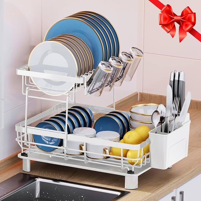 MOUKABAL Dish Drying Rack, 2 Tier Dish Rack, Large Dish Racks by MOUKABALGREATHELPER