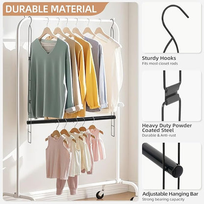 STORAGE MANIAC Hanging Closet Rod, Adjustable Width and Height Closet Hanging - Image 3
