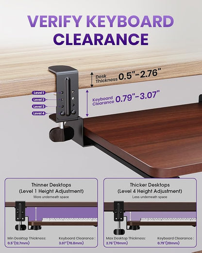 Ergonomic Mouse & Keyboard Tray Under Desk, Pull Out - Image 6
