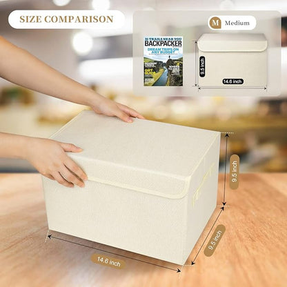 Large 22 Quart Linen Fabric Foldable Storage Bin Cube Organizer Basket - Image 4