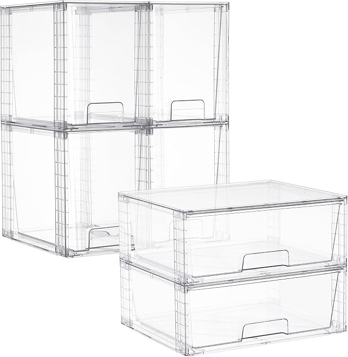 Vtopmart 6 Pack Stackable Storage Drawers, Easily Assemble Clear Plastic by Vtopmart