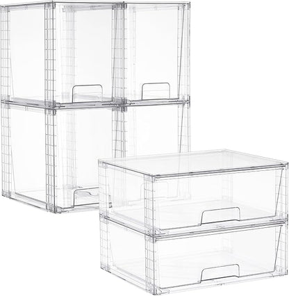 Vtopmart 6 Pack Stackable Storage Drawers, Easily Assemble Clear Plastic by Vtopmart