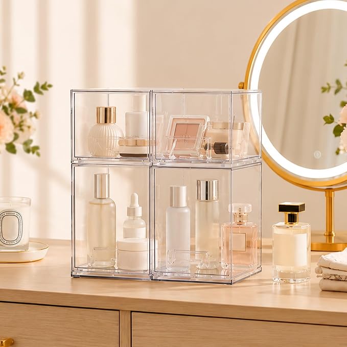 Baby Bottle Organizer, 4 Pack Clear Acrylic Stackable Storage Drawers, Baby - Image 4