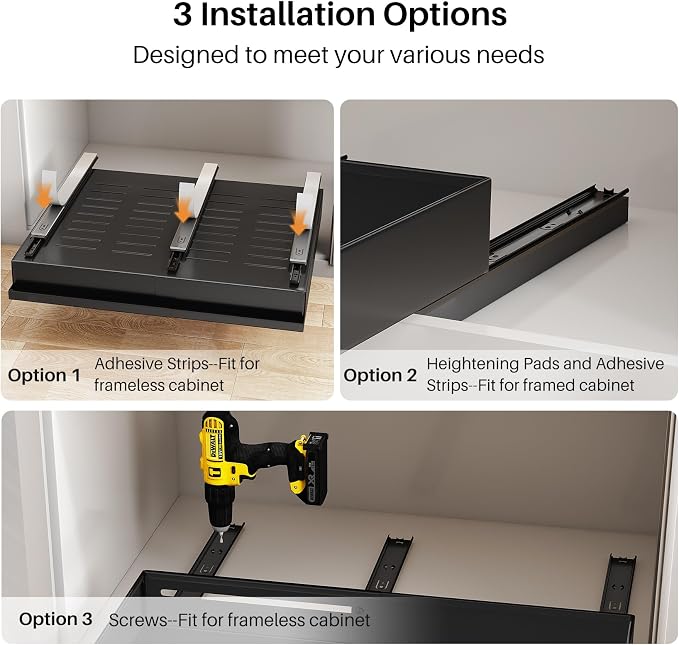 Pull out Cabinet Organizer, Adjustable Full-Extension Adhesive Roll out Shelves - Image 6