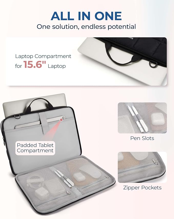 BAGSMART Laptop Case with Handle, Puffy Laptop Sleeve Bag - Image 3