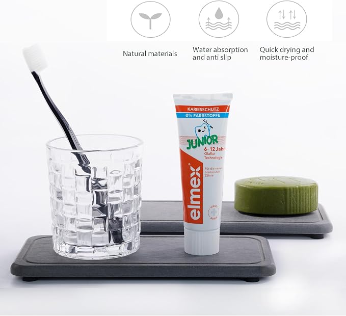 2 Pcs Water Absorbing Stone Trays, Kitchen/Bathroom Sink Soap Dish, Diatomite - Image 5