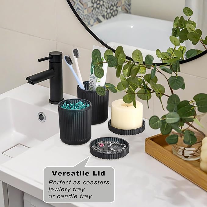 2 Pack Glass Qtip Holder with Lid, Qtip Dispenser Bathroom Storage Jars- Glass - Image 6