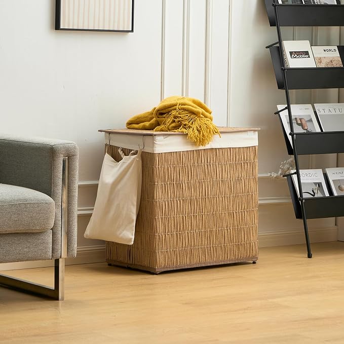 Laundry Hamper with Lid, 39.6 Gallon Large Laundry Basket 2 Removable Liner Bags - Image 5