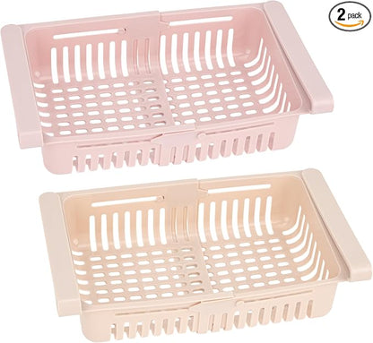 Refrigerator Drawer Organizer 2 Packs Retractable Drawer Refrigerator Storage by JANKOW