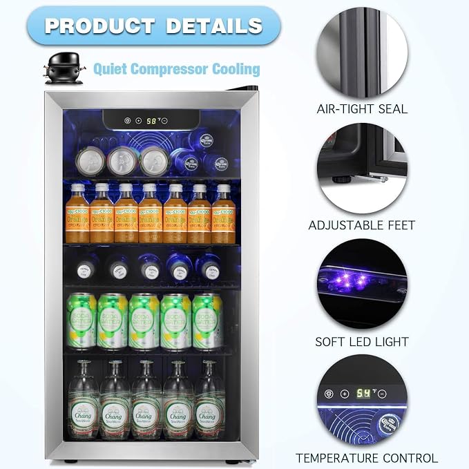 Antarctic Star Beverage Refrigerator Cooler -120 Can Glass Door Mini Fridge - Image 4