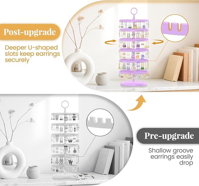 EsLuker.ly Earring Holder Organizer Rotating Stud Display Tree Rack, 6 Tier | - Image 6