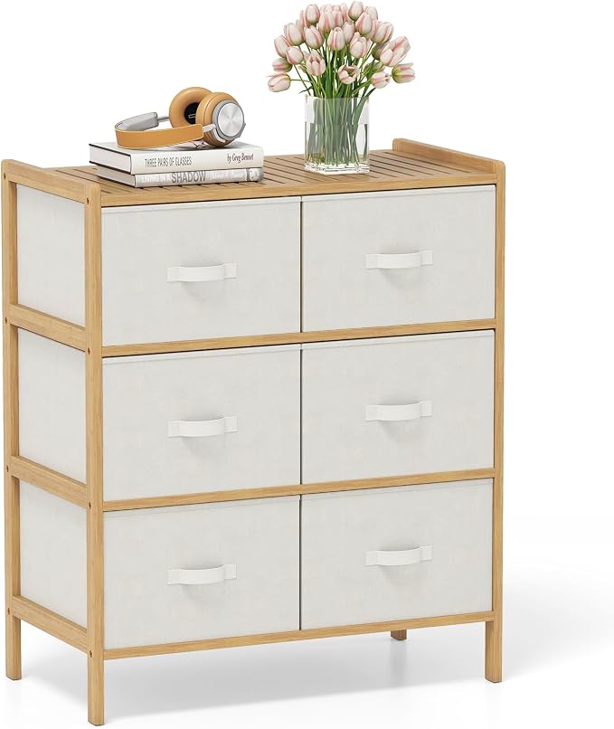 Giantex 6-Drawer Dresser for Bedroom, Bamboo Storage Tower by Giantex