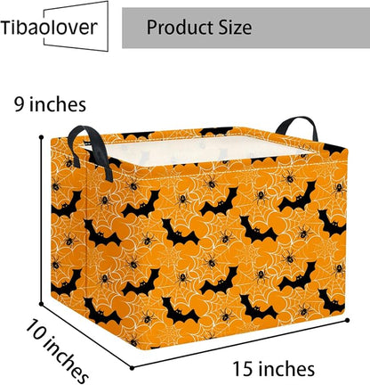 Halloween Basket Cute Baskets for Kids Pumpkin Basket Rectangular Storage Bin - Image 2