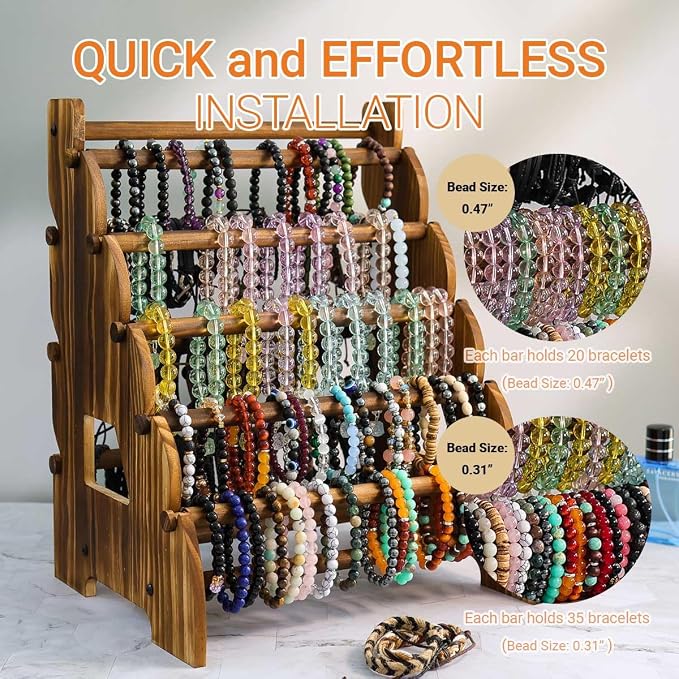 Wooden Bracelet Holder 8 Tier Jewelry Bracelet Display Stand, Portable Organizer - Image 2