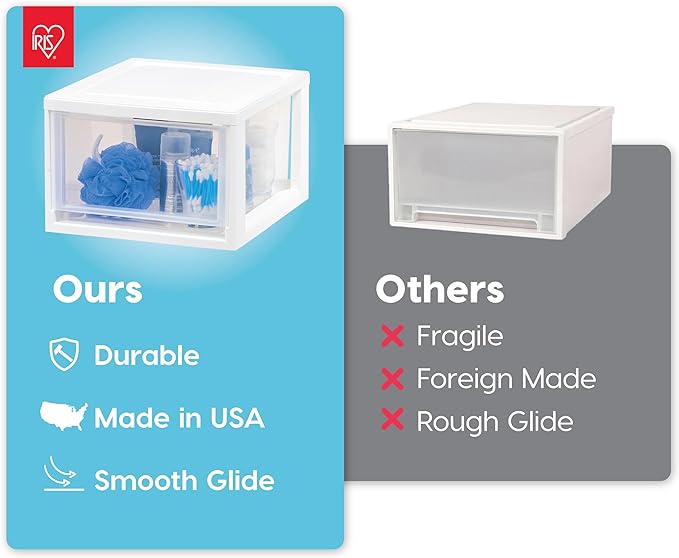 IRIS USA 6 Qt. Plastic Drawer Storage Organizer Stacking Drawers, Stackable Unit - Image 5