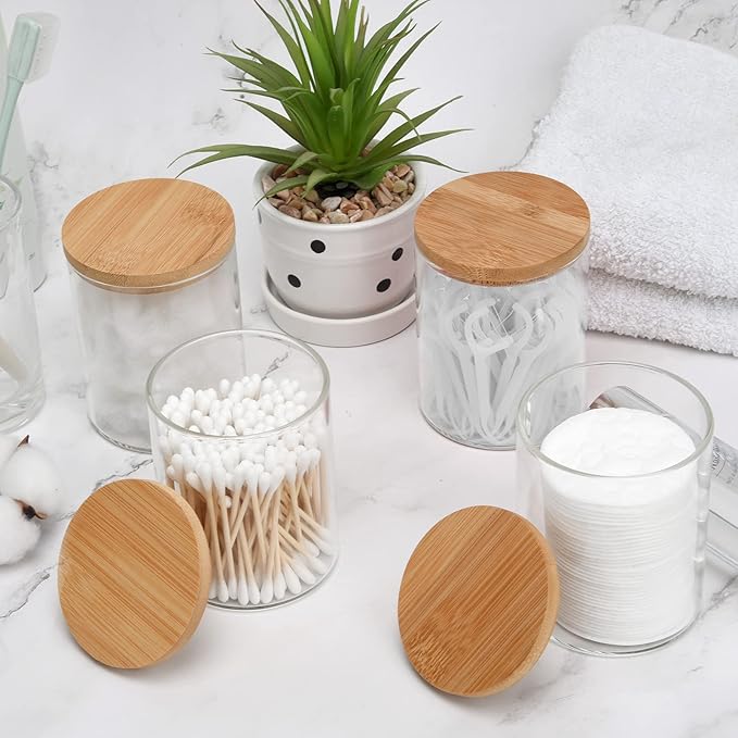 4 Pack Glass Qtip Holder Dispenser Set - Image 3