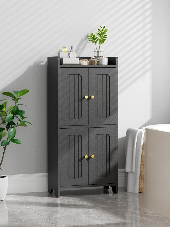 BEWISHOME Small Floor Cabinet, Toilet Paper Storage, Bathroom Storage Cabinet | - Image 3