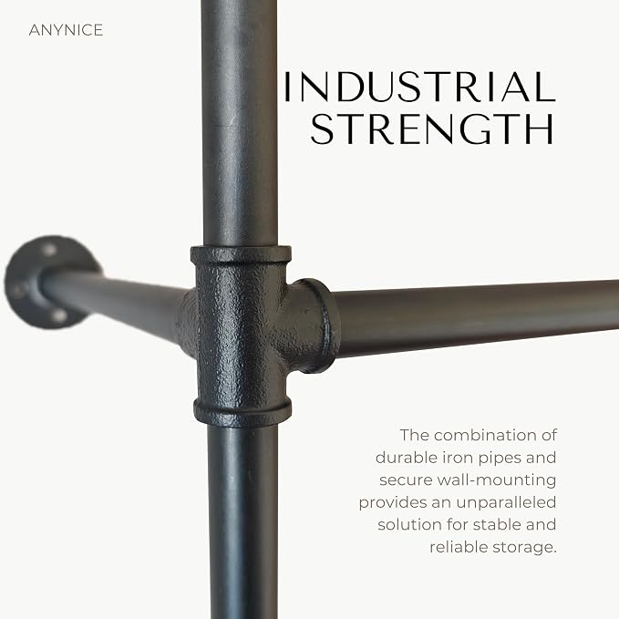 Industrial Pipe Clothing Rack, Heavy Duty Wall Mounted Clothes Rack, Retail - Image 5