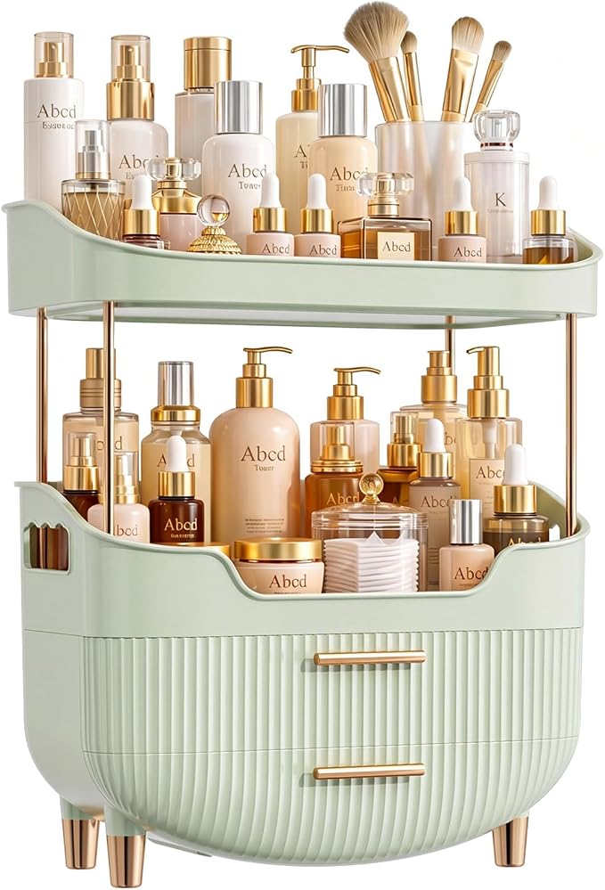 4-Tier Makeup Organizer Bathroom Countertop Storage Green | Versatile Storage by shoeboxesanddeskorganizers