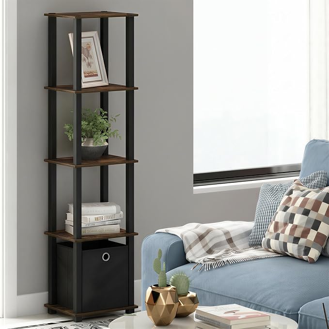 Furinno Turn-N-Tube Book Shelf, 5-Tier Square Open Frame Display Shelf - Image 2